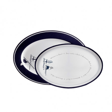 Ovale Servierplatten Welcome on Board Marine Business