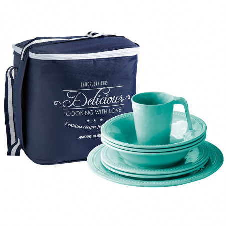 24-teiliges Geschirrset + Korb Harmony aqua Marine Business