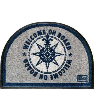 Rutschfeste Fußmatte Round grey on board Welcome Marine Business Ac...