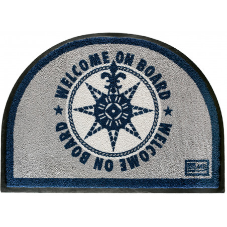 Rutschfeste Fußmatte Round grey on board Welcome Marine Business